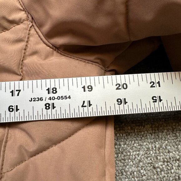 Roxy Ellie Jacket Long Puffer Coat in Light Beige Pink Sherpa Hood Womens Small - Picture 2 of 9
